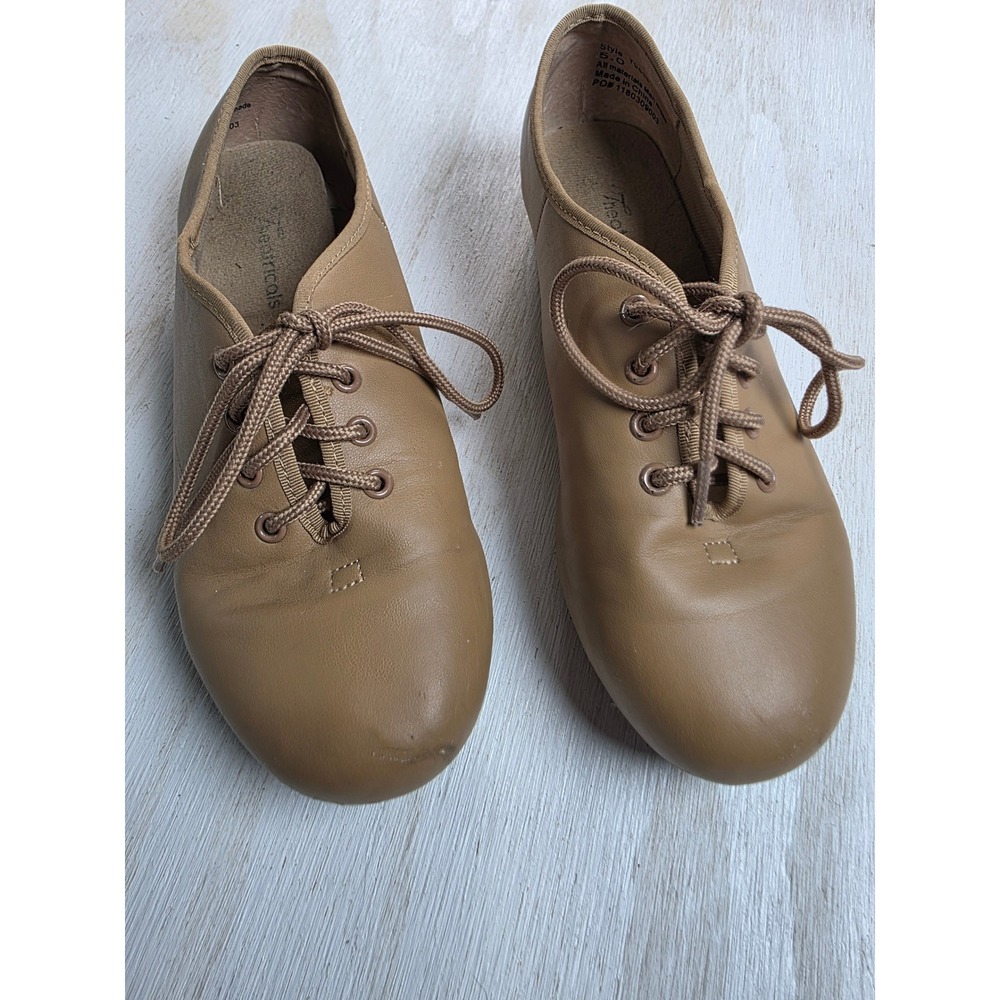 Theatricals T9555 Tan Tap Shoes Kids Size 5 Lace Up Dance Classic Minimalist